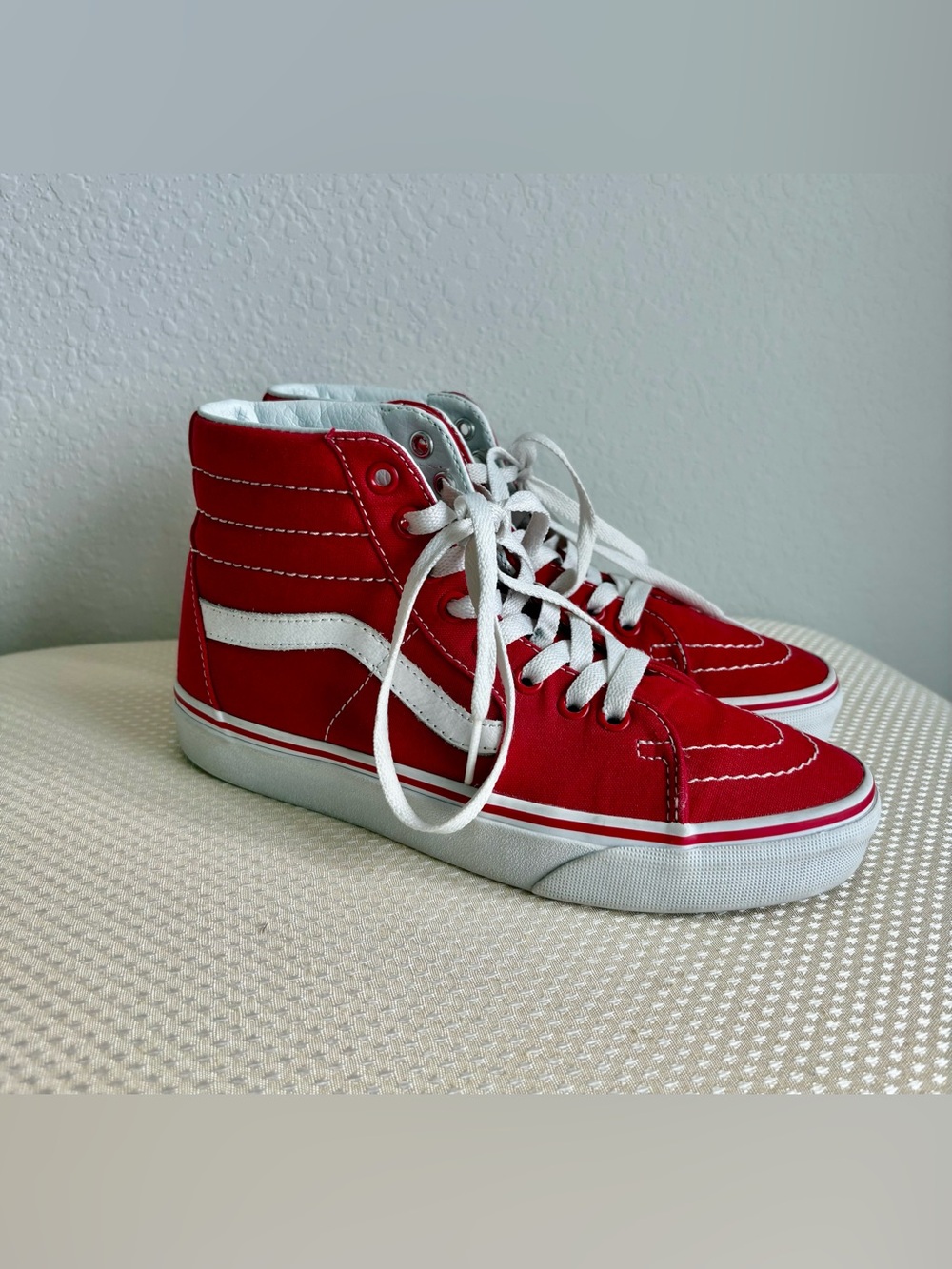 Vans Red High-Top Sneakers with White Stripe